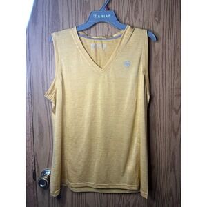 AriatTek  Laguna Women's Yellow V-Neck Sleeveless Tank Top Moisture Wicking XL